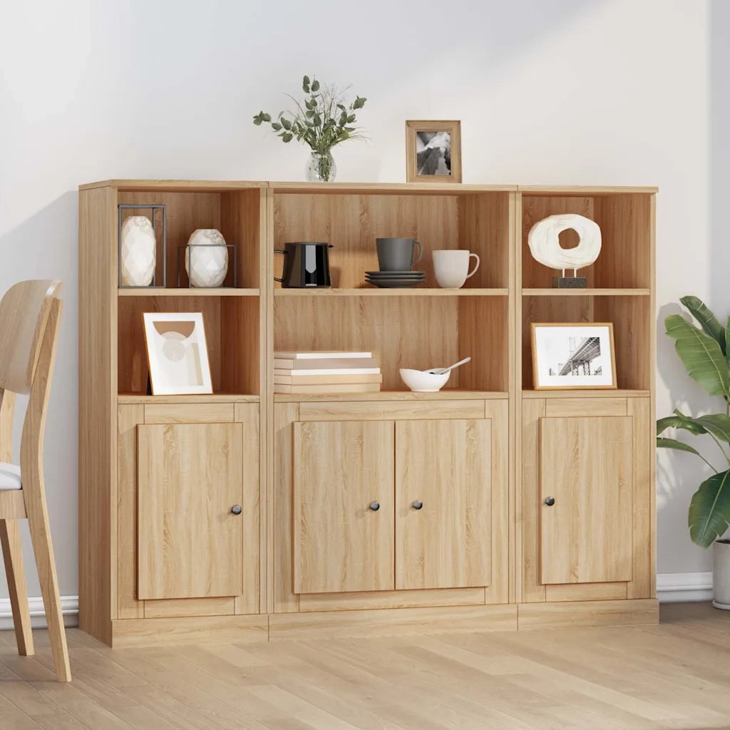 Credenze 3 pz | Madia | Buffet da pranzo | Armadio da pranzo Rovere Sonoma in Legno Multistrato