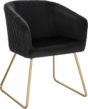 1x Sedie cucina moderne Poltroncina salotto Adatte per Sala da pranzo Soggiorno, Camera da Letto, Tessuto di velluto, Oro Metallo, Nero BH271sz-1