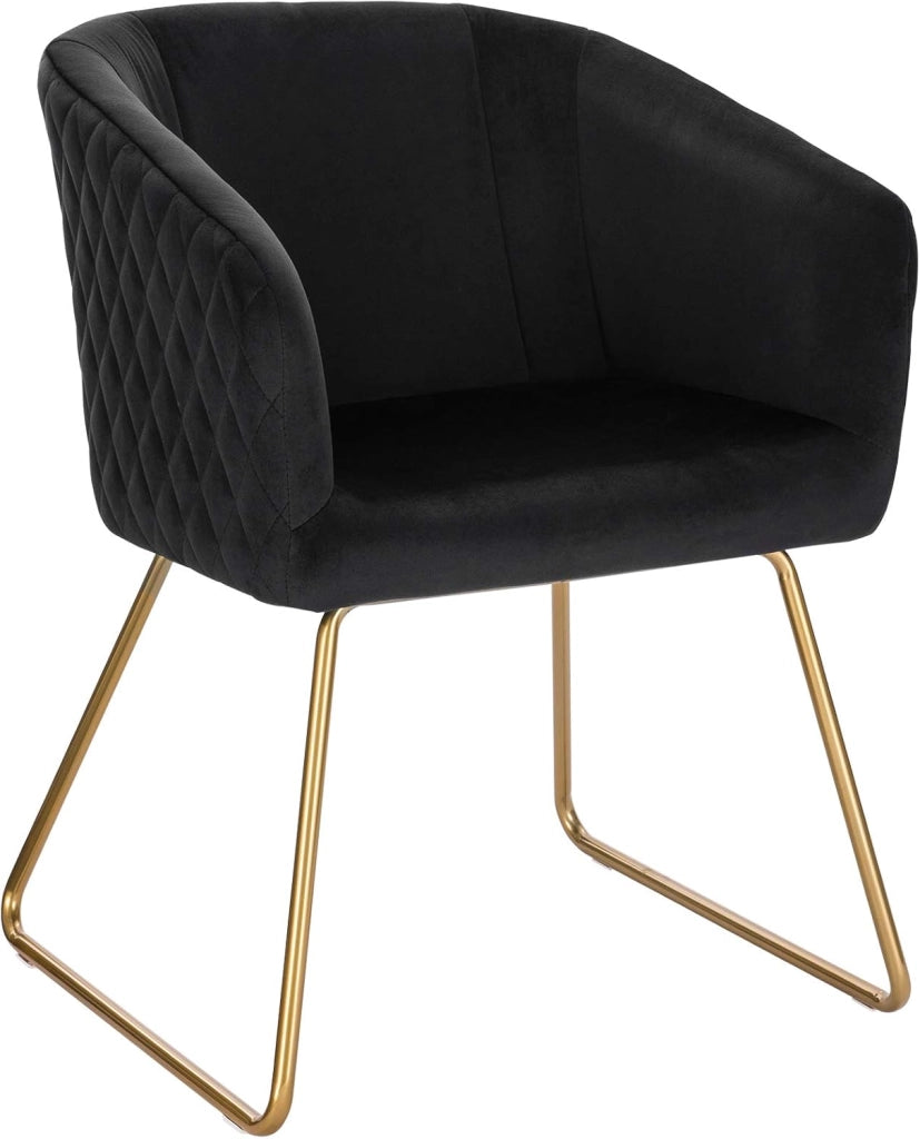 1x Sedie cucina moderne Poltroncina salotto Adatte per Sala da pranzo Soggiorno, Camera da Letto, Tessuto di velluto, Oro Metallo, Nero BH271sz-1