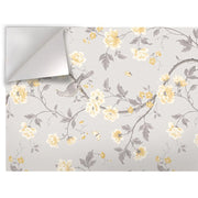 FIORI CON COLOMBE - Pellicola stampata adesiva in PVC finitura opaca Misura: 100x500 cm