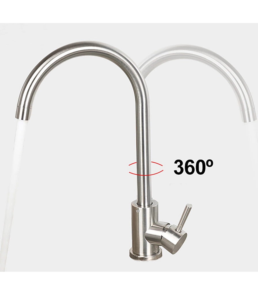 Rubinetto da Cucina e Lavabo LH-119 | Monocomando a Due Vie in Acciaio Inox 304 | Rotazione 360º