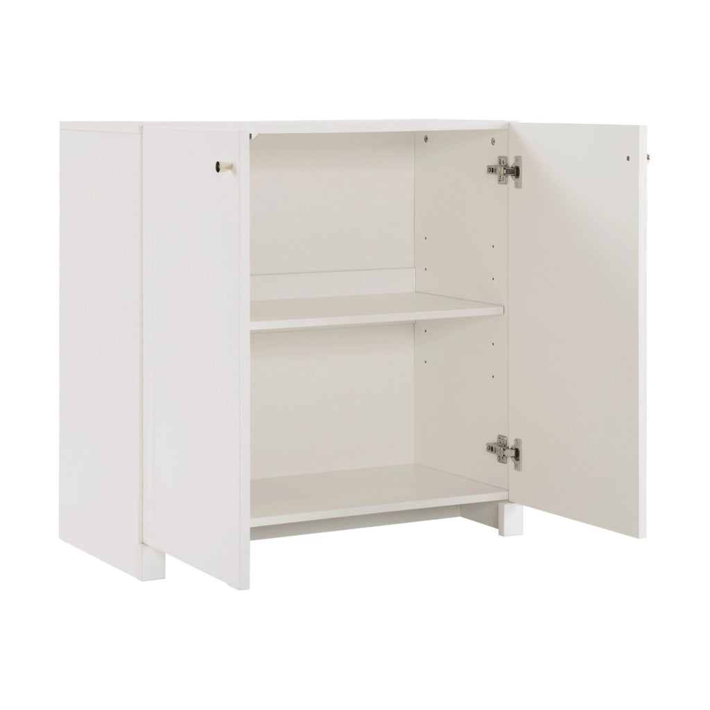 Sideboard 80x40x80 cm con motivo ad arco e superficie facile da pulire in pannello truciolare bianco
