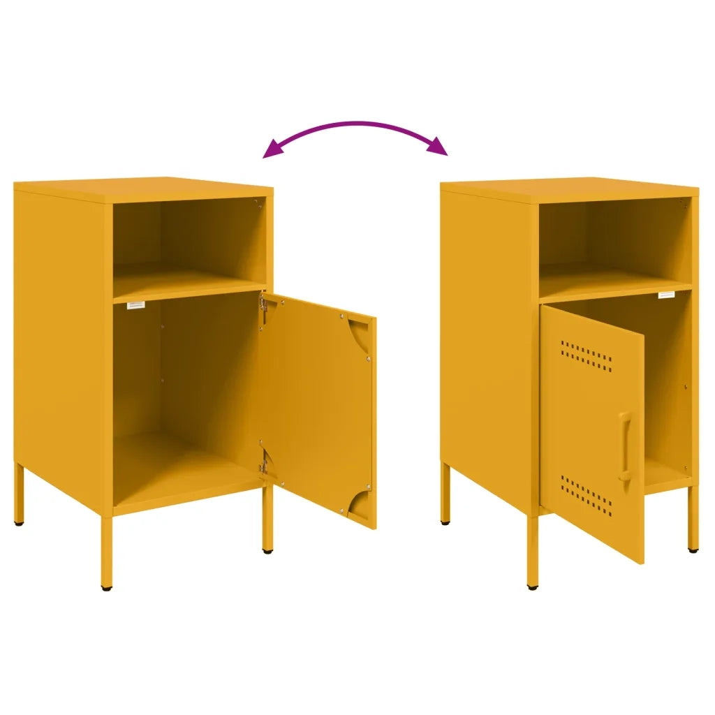 Comodini 2 pz Giallo Senape 36x39x68 cm in Acciaio 843073