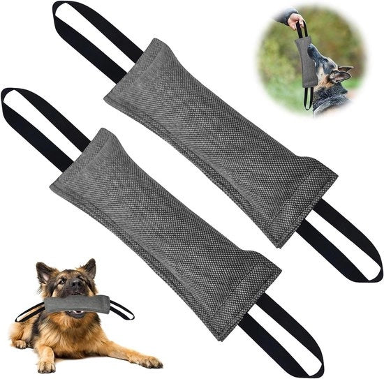 Bijtworst per cani 2 pezzi 30 cm juta con 2 maniglie 

Bijtworst per cani - accessori per addestramento cani 
Giocattolo da traino per K9 - tirare con il cani