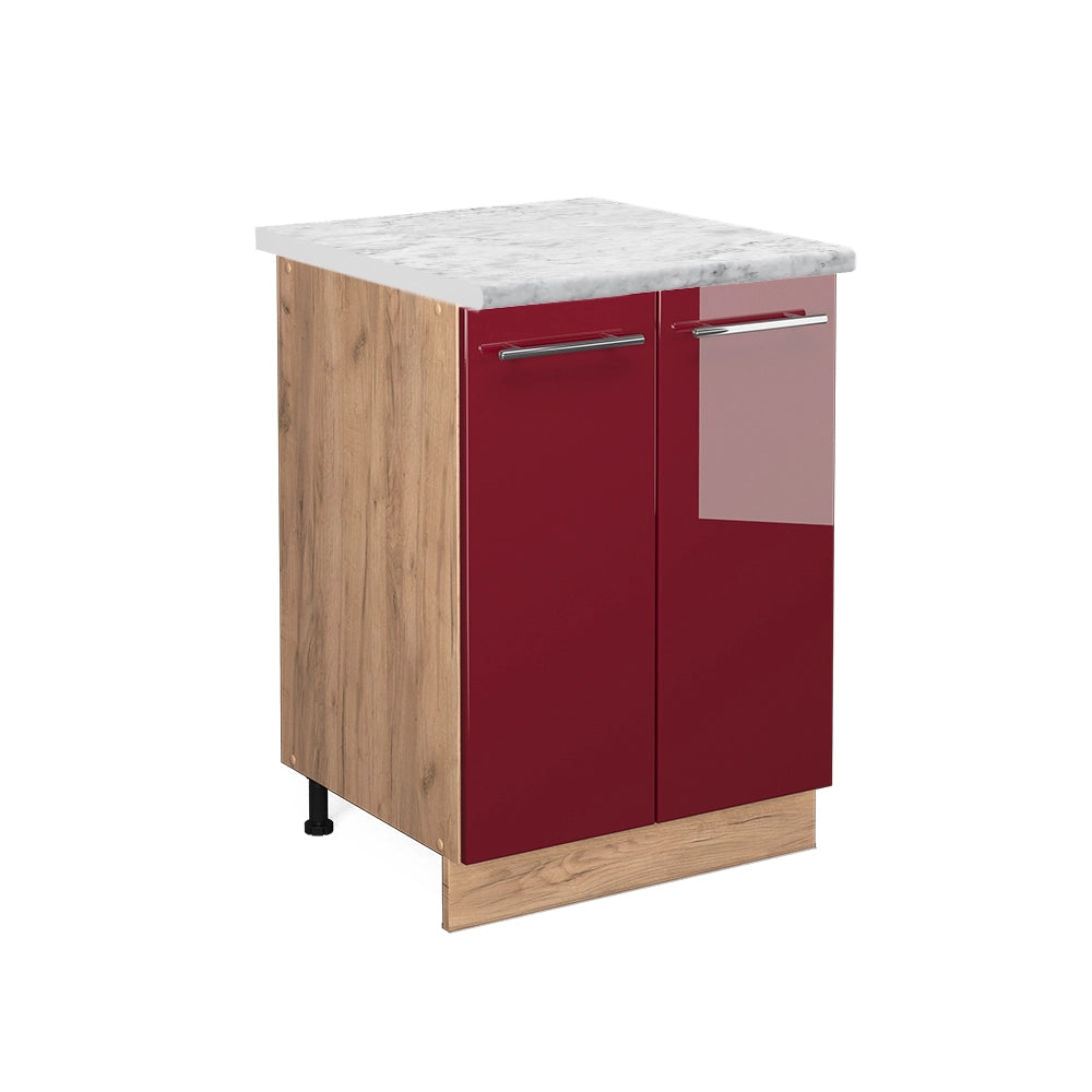 Mobiletto base cucina Fame-Line Bordeaux lucido/Rovere dorato 60 cm, PL Marmo Vicco