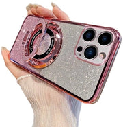 Custodia iPhone 25 Pro Max - Finestra Glitter - Ring di Protezione Antiscivolo - Paraurti Resistenti allo Shock - Ricarica Senza Fili - Protezione Militare - Custodia per Telefono