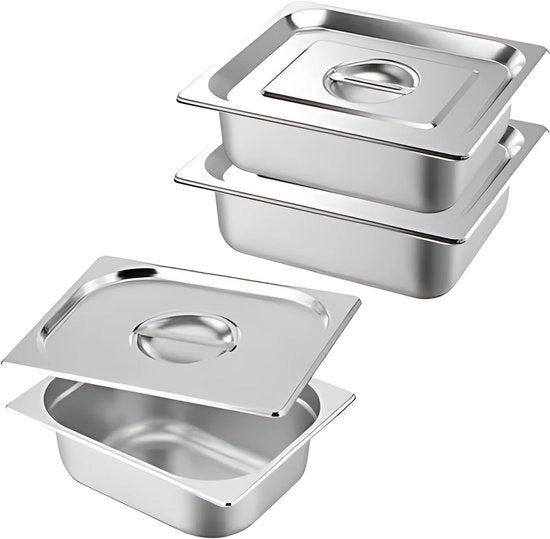 3 contenitori in acciaio inossidabile con coperchi - contenitori alimentari riutilizzabili portatili - contenitore snack ermetico per viaggi, scuola, ufficio, casa, 17,5 cm x 16,5 cm x 6,5 cm