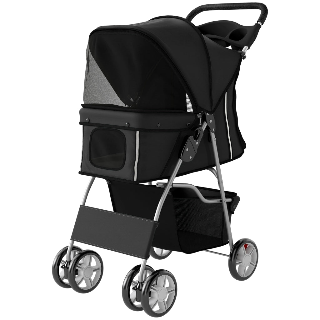 Carrello Portaciotola per Cani con Cestino ¨C Zephmum ¨C Nero 77x44x102 cm