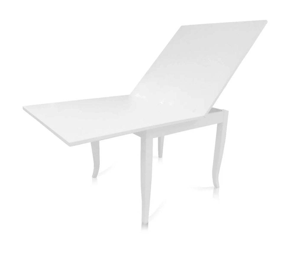 Tavolo classico in legno libro shabby bianco 80x80x80 (746) - Mobili 2G
