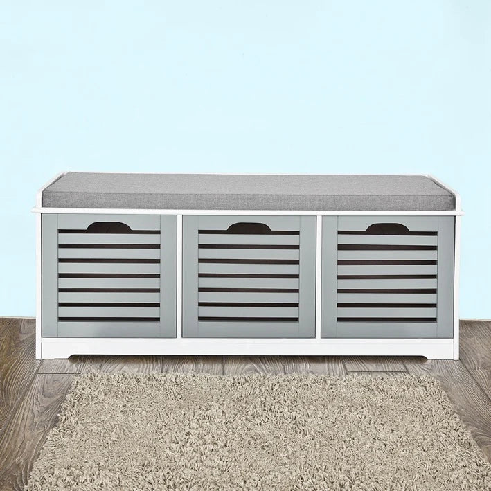SoBuy Panca scarpiera ingresso con seduta con Contenitore per legna da interno L105xP35xA43 cm grigio FSR23-HG