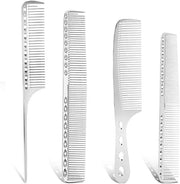 Set di pettini in alluminio professionale per capelli - Pettine antistatici - Resistente al calore - Argento - 4 pezzi - Adatto per uomini e donne