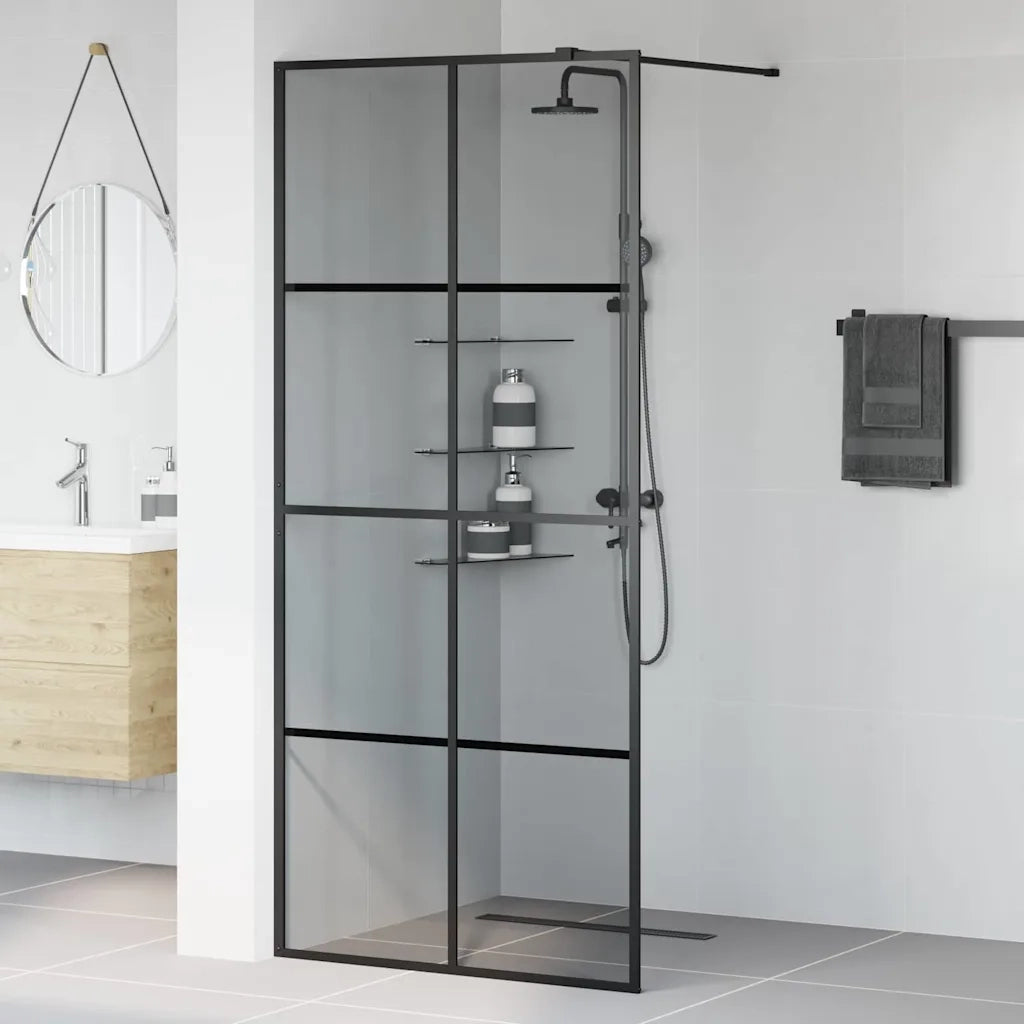 Parete Doccia Walk-in Nero 90 x 195 cm vetro temperato