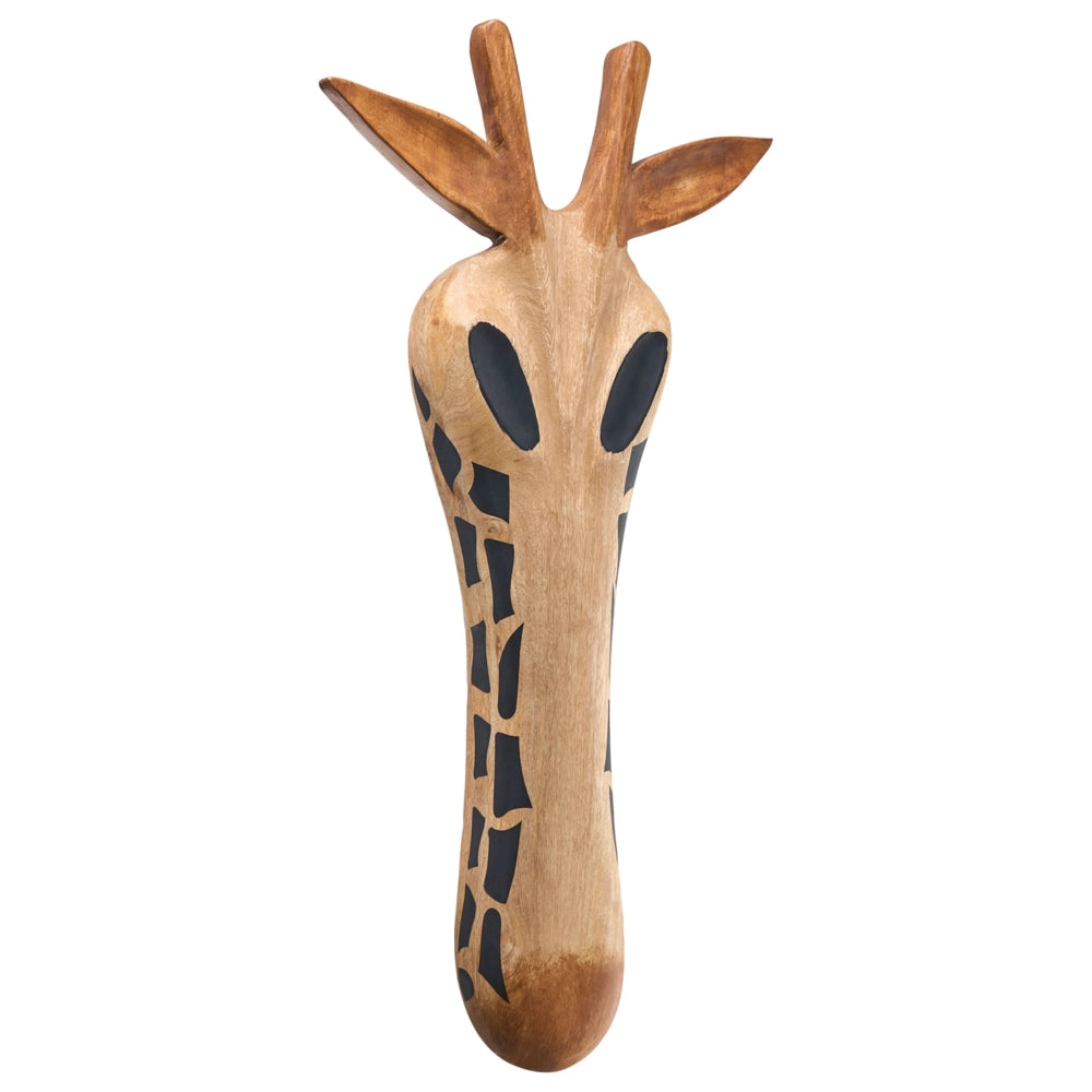 Decorazione da parete in legno di mango marrone Decorazione da appendere con motivo giraffa Stile boho swahili fatto a mano