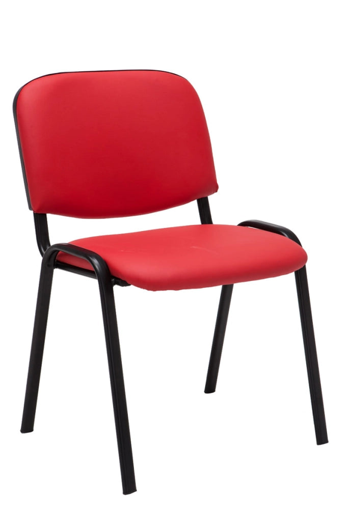 Set 4 Sedie Ufficio Ken Imbottite In Similpelle rosso