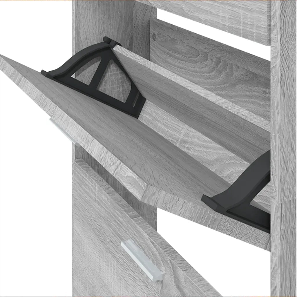 Scarpiera-Scaffale per scarpe Grigio Sonoma 59x17x169 cm in Legno Multistrato