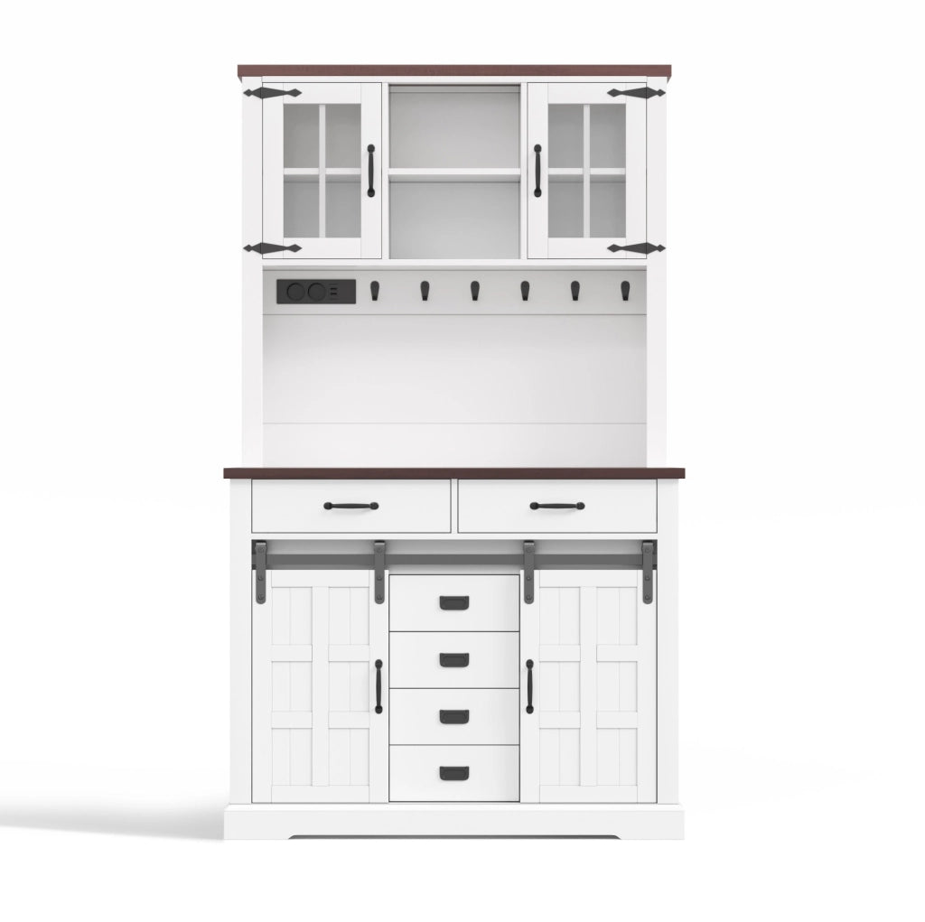 Credenza da cucina 180x108x40 cm con LED RGB; ripiani regolabili; MDF; bianco