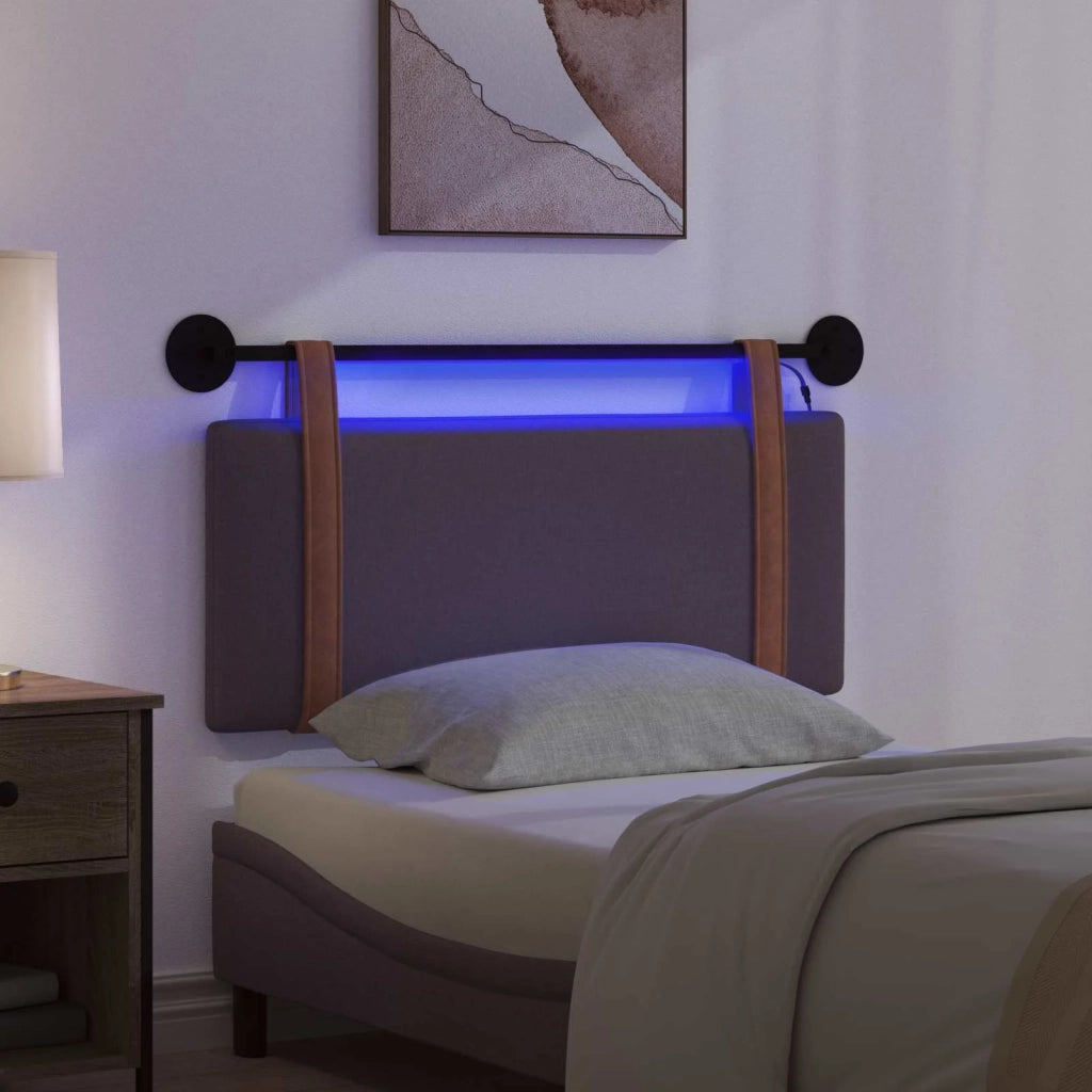 Testiera sospesa Con luce LED Marrone Scuro PU Antico