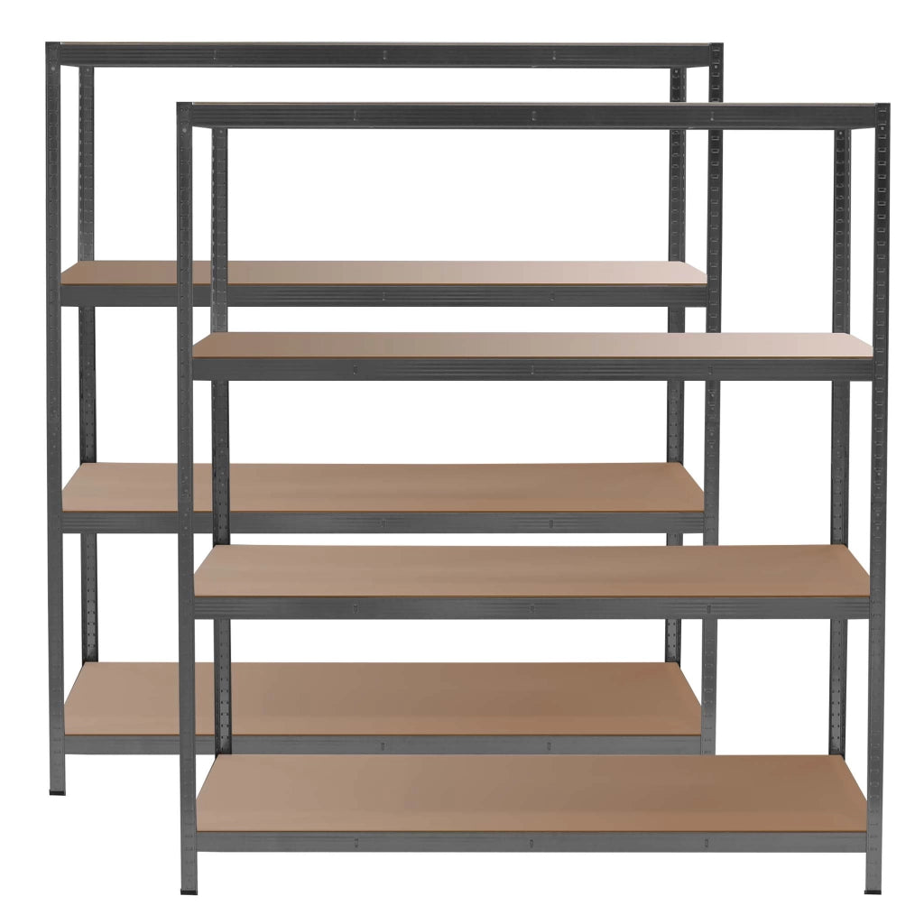 Set 2x Scaffali a incastro per carichi pesanti Nero 160x60x180cm 4 ripiani 175kg/piano