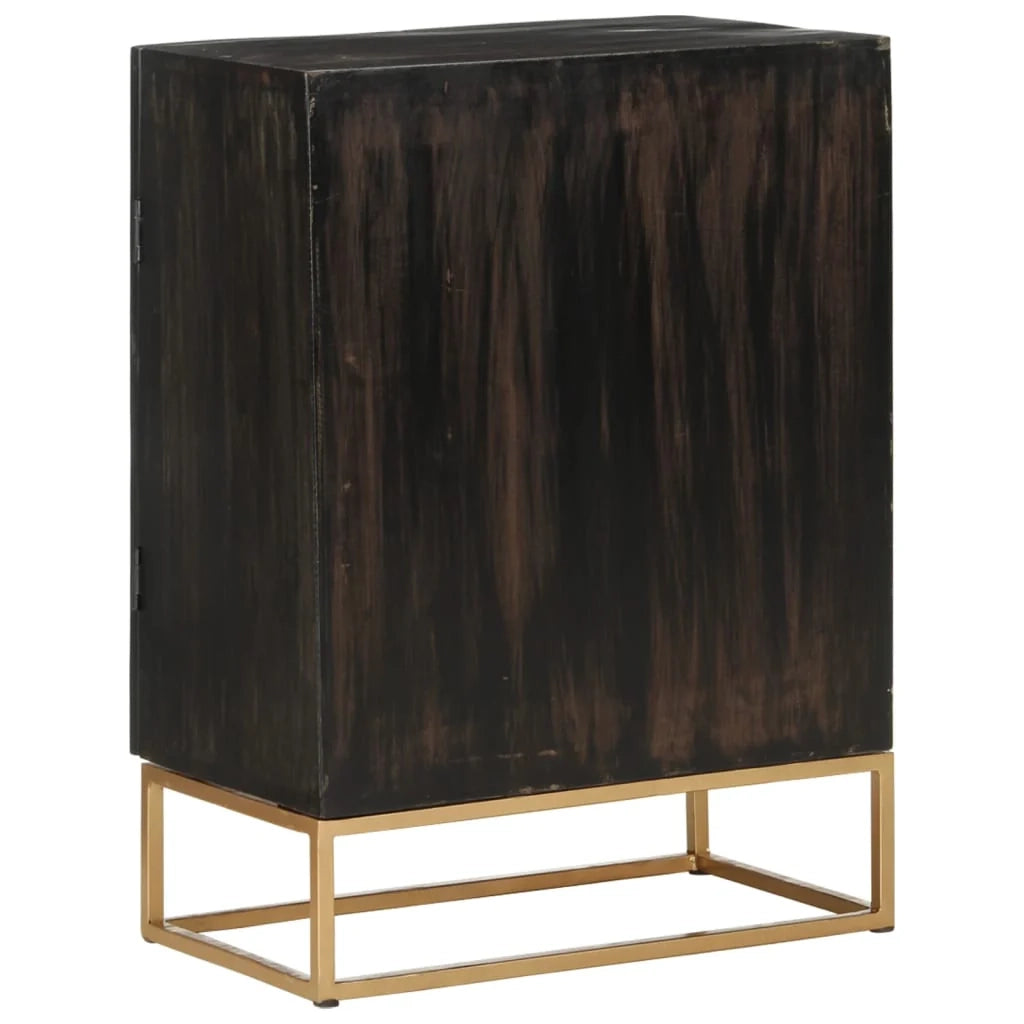 Buffet credenza cassettiera armadio mobile contenitore organizer per cucina soggiorno salotto 55 x 34 x 75 cm legno massello di mango e ferro nero 02_0035953
