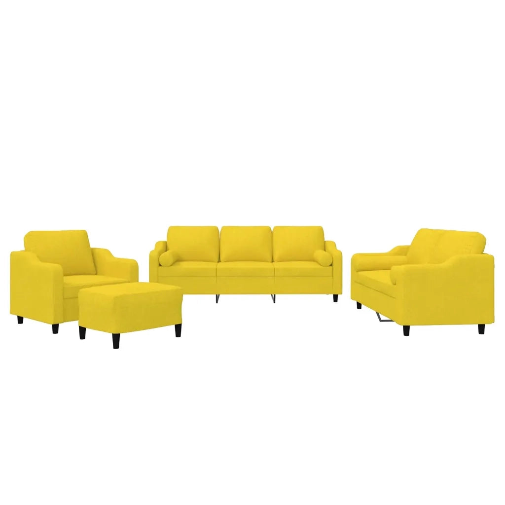 Set di Divani 4 pz con Cuscini Giallo Chiaro in Tessutocod mxl 106210