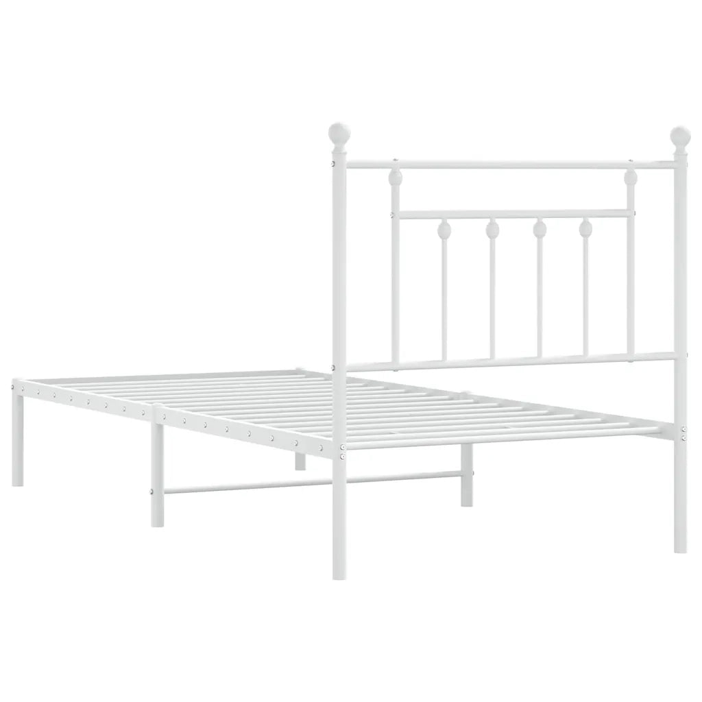 Giroletto con Testiera-Struttura Letto con testiera Metallo Bianco 90x190 cm 888866