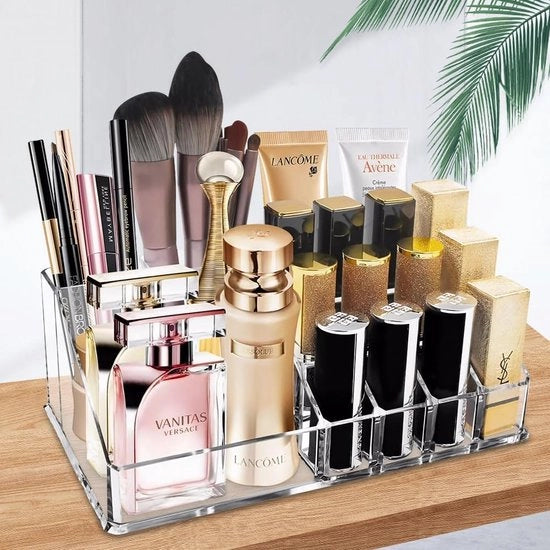 Organizzatore di trucchi - Vetrina cosmetica - 16 sezioni - Translucido - Acrilico