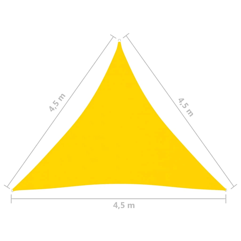 Vela ombreggiante triangolare in tessuto Oxford 4,5 x 4,5 x 4,5 m giallo 02_0009856