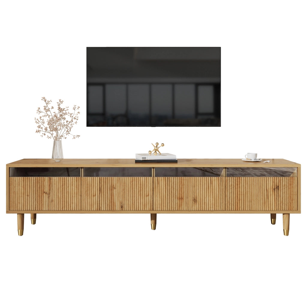 Mobile TV con 4 Cassetti e Passacavi; Design Minimalista; Soggiorno; 178??35??45 cm; in MDF; Effetto Legno