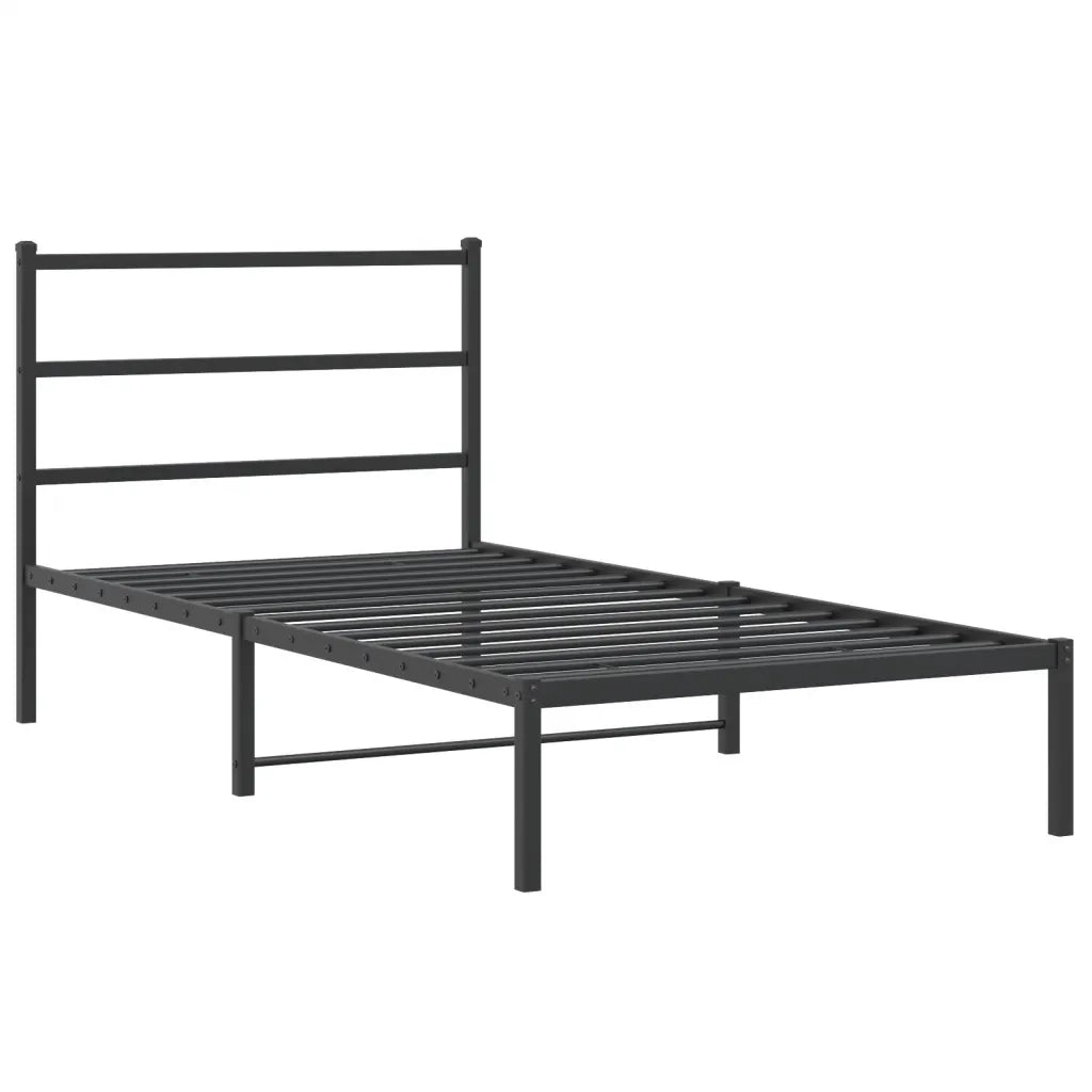 Letto singolo | Letto per adulti | Giroletto con Testiera in Metallo Nero 107x203 cm