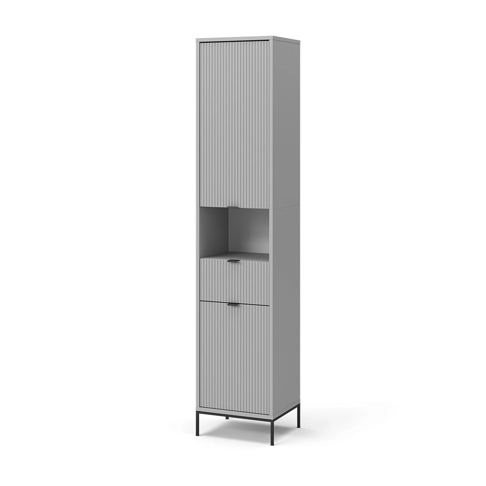 Vicco Armadio per il bagno Grigio 40 x 190 cm con ante e cassetto