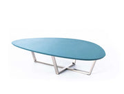 Tavolino 80x140xH32 cm in MDF e Metallo Drop Verde Petrolio