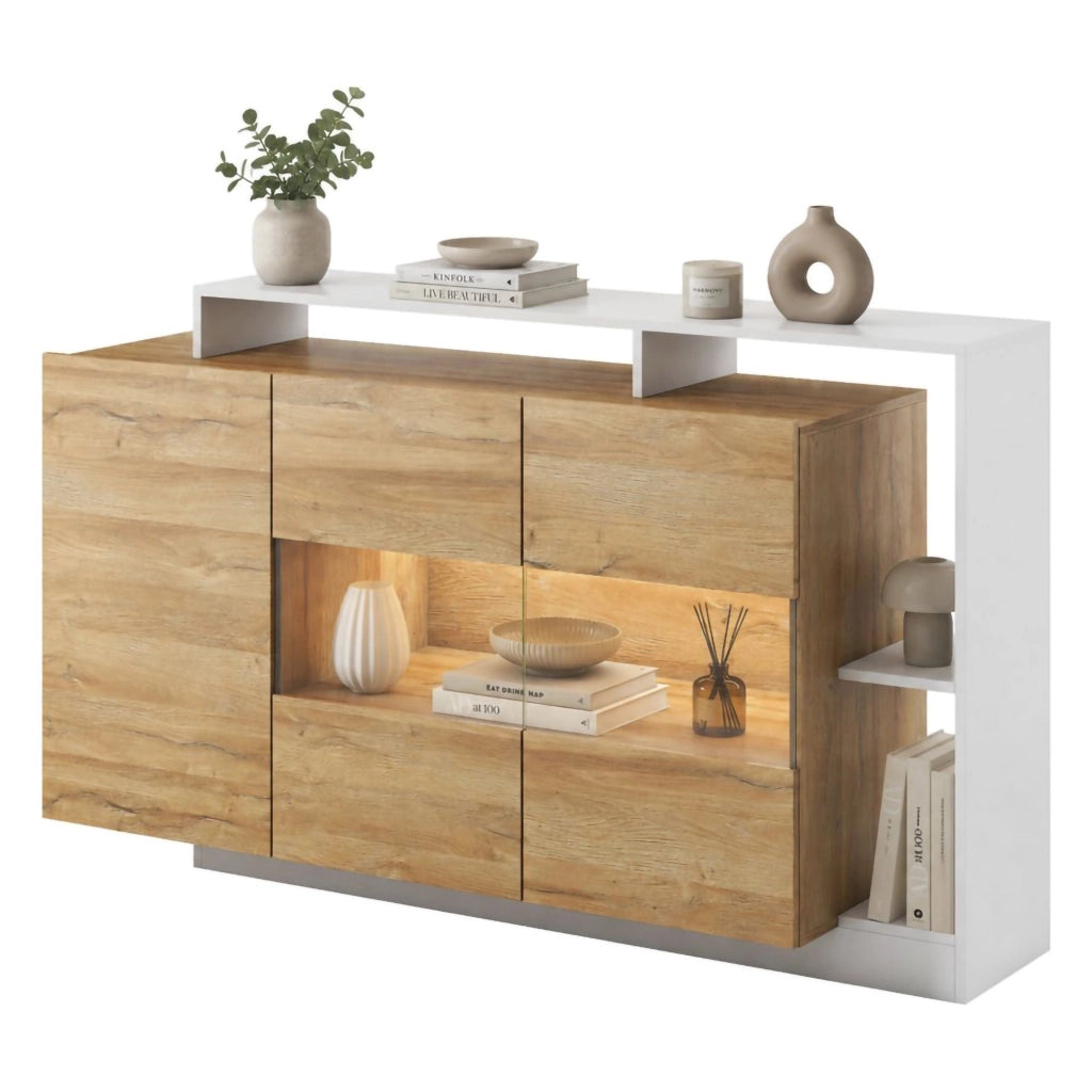Madia Hafa, Credenza 8 Ripiani, 155x44x94h cm Marrone Rovere