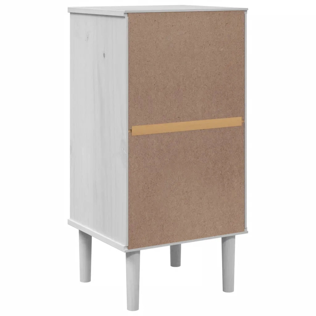 Comodino SENJA Aspetto Rattan Bianco 40x35x80 cm in Legno Pino 358017