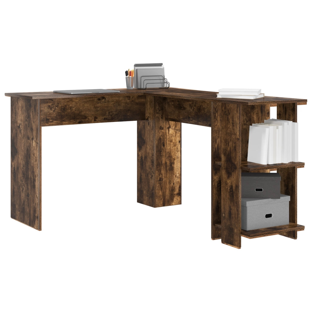 Scrivania Angolare Marrone Rovere Affumicato Legno Ingegnerizzato