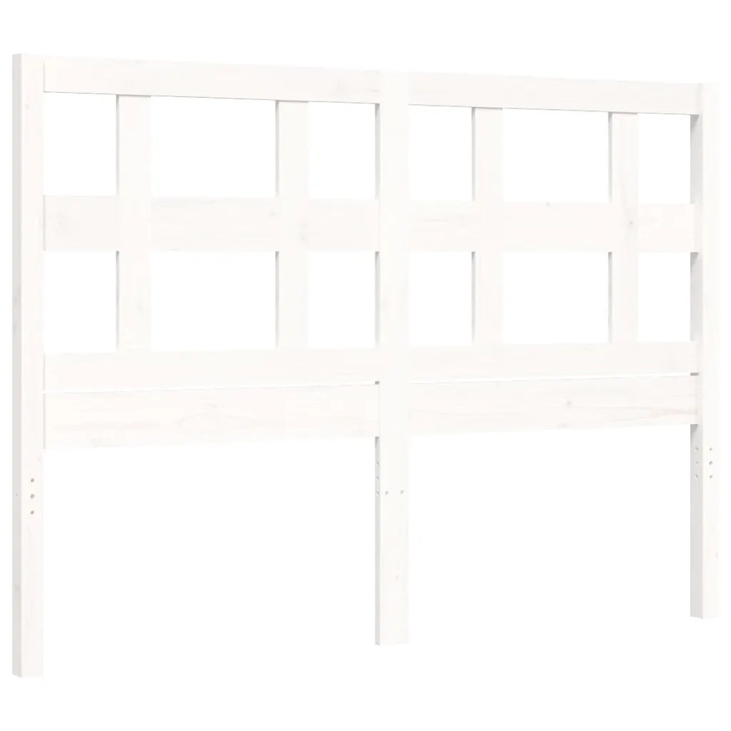 Giroletto con Testiera-Struttura Letto con testiera Bianco 140x190 cm in Legno Massello 747947