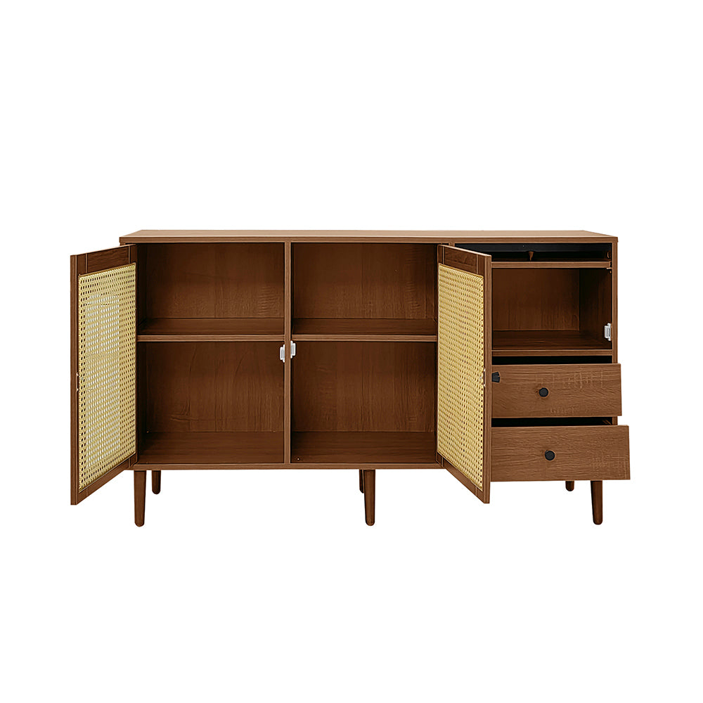 Buffet Rustico - Xylo - 130??75.5??40 cm - Porte in Ratan?? con Chiusura Magnetica