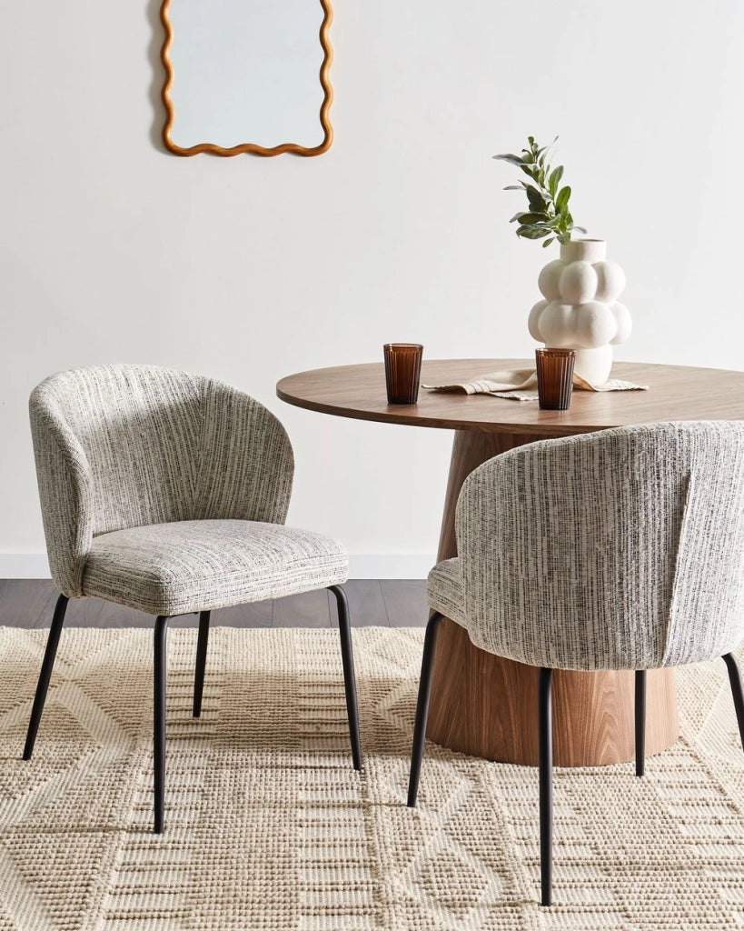 Set di 2 Sedie da Pranzo in Tessuto bianco e nero eleganti design moderno
