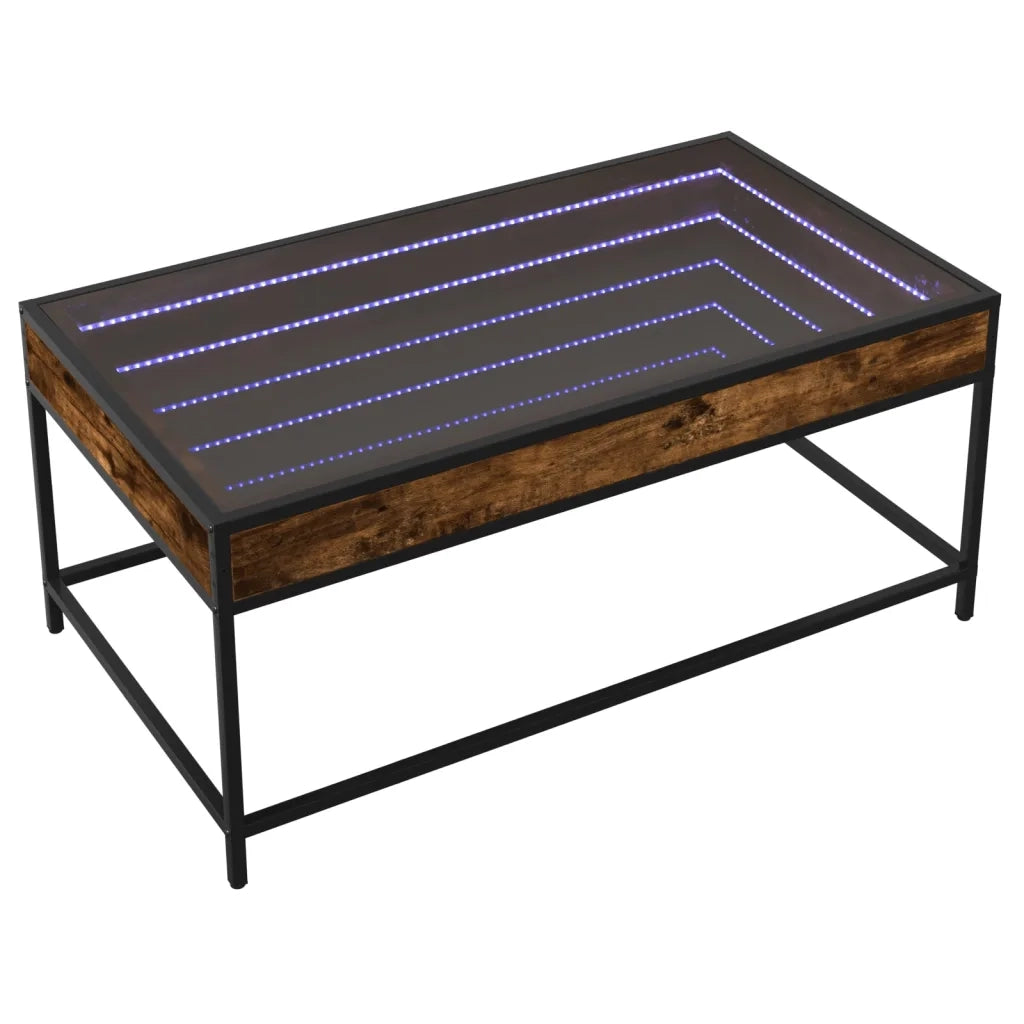 Tavolino da salotto | Tavolino da caff¨¨ | Tavolino da Soggiorno con LED Infinity Rovere Fumo 90x50x41 cm