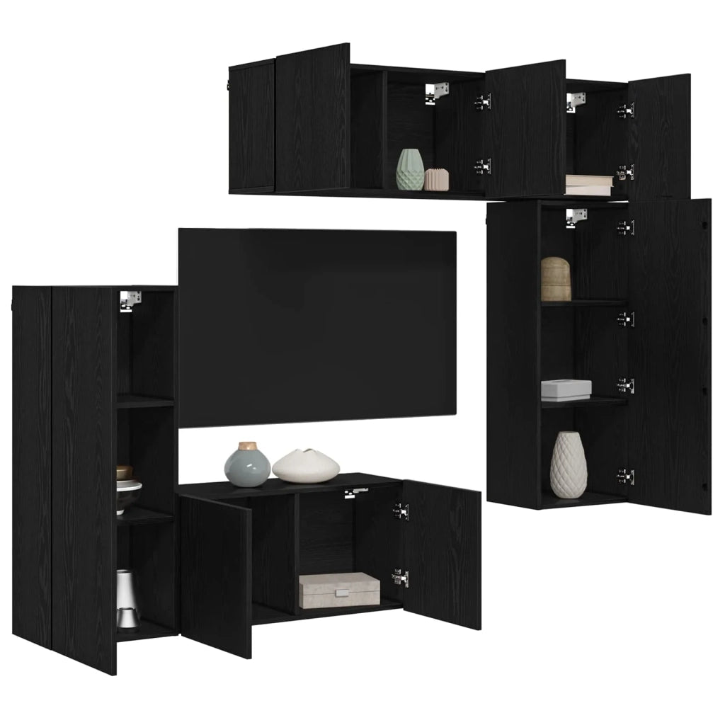 Unità TV da Parete 5 pcs Rovere nero Legno multistrato 3402778
