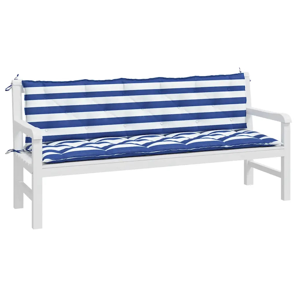 Cuscini per Panca 2 pz Strisce Blu e Bianche in Tessuto Oxford 361728