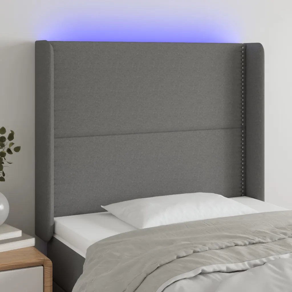 Testiera a LED Grigio Scuro 83x16x118/128 cm in Tessuto 3123883