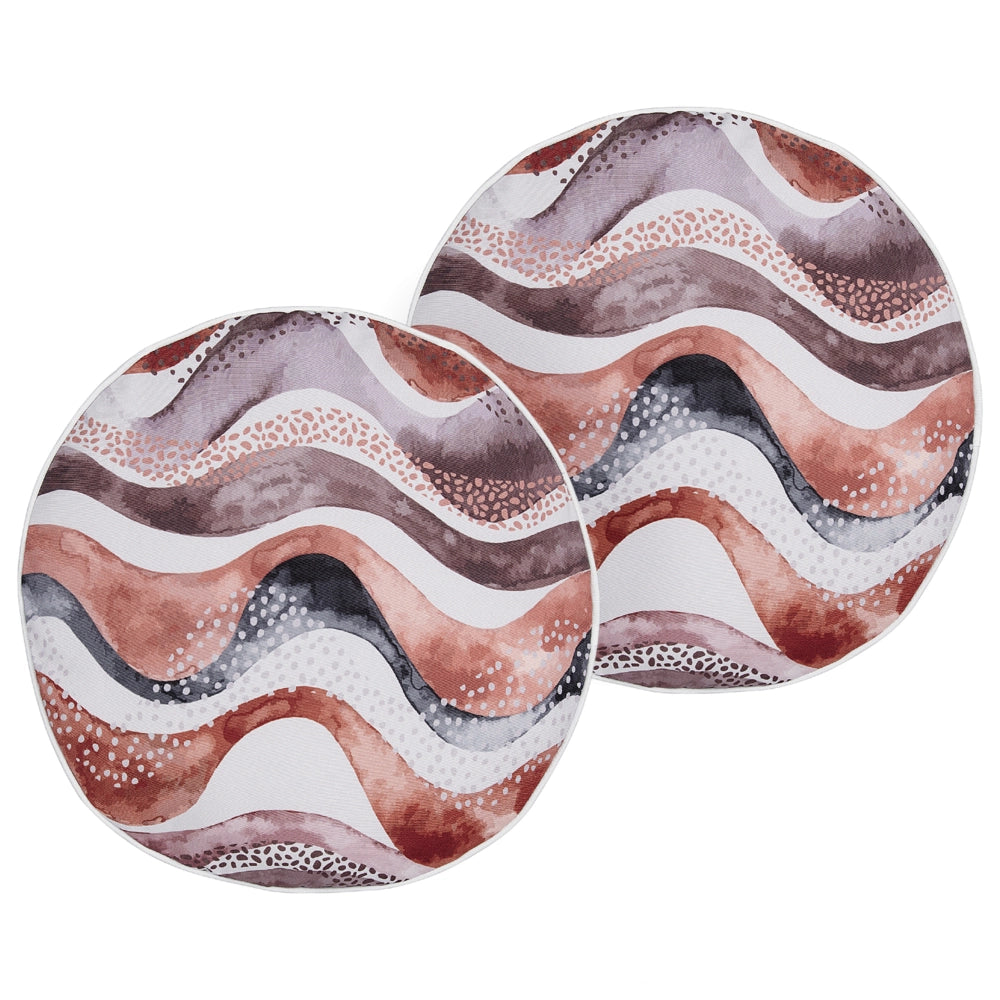 Set di 2 cuscini da esterno in tessuto di poliestere marrone con motivo astratto ⌀ 40 cm terrazzo esterno interno
