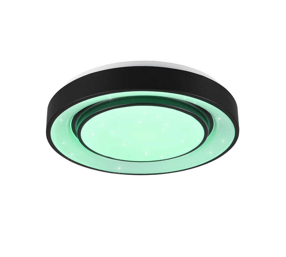 Plafoniera LED effetto cielo stellato, bordo nero, D 38 cm, Mona