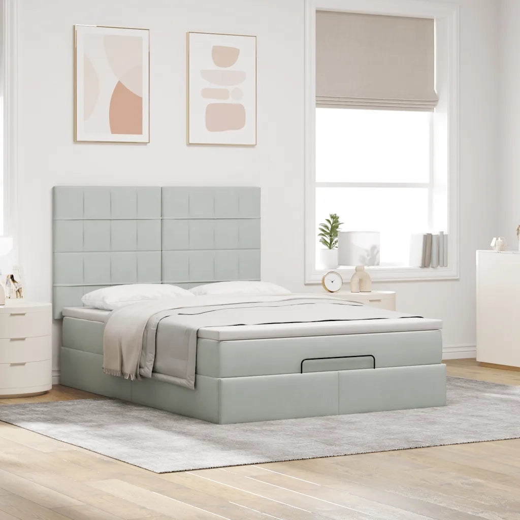 Struttura Letto Pouf con Materassi 140x190 cm Velluto 3314318