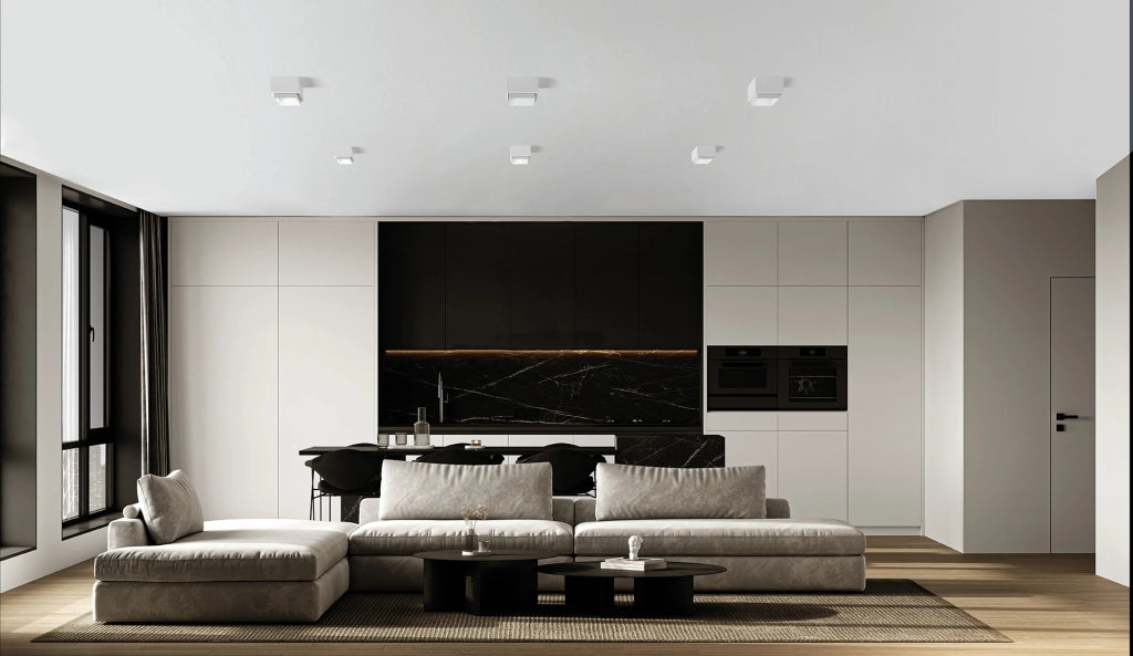 SYME lampada da Soffitto 1 Luce attacco GX53 Quadrata bianco in gesso e alluminio l.11cm