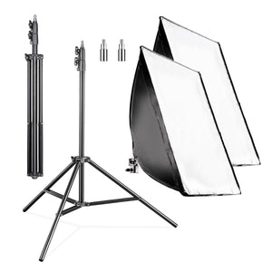 Set 2 Softbox rettangolari 40 x 60 cm con LED 35 W 2 Treppiedi per luci FT-8051 fino a 260 cm, luce diurna 5000 K per studio foto set fotografico