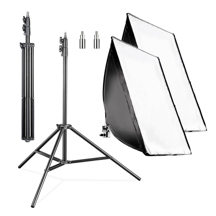 Set 2 Softbox rettangolari 40 x 60 cm con LED 35 W 2 Treppiedi per luci FT-8051 fino a 260 cm, luce diurna 5000 K per studio foto set fotografico