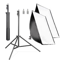 Set 2 Softbox rettangolari 40 x 60 cm con LED 35 W 2 Treppiedi per luci FT-8051 fino a 260 cm, luce diurna 5000 K per studio foto set fotografico