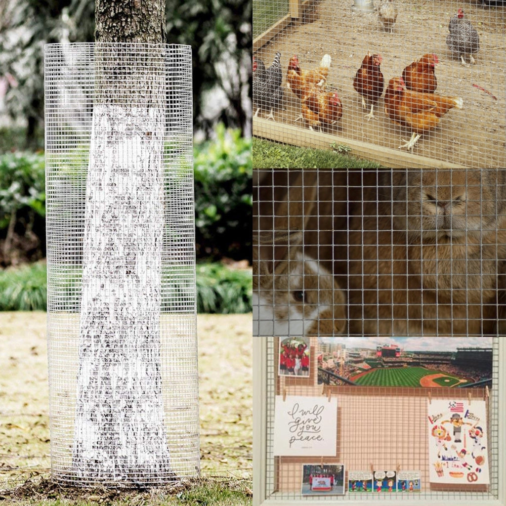Rete da pollaio galvanizzata con spessore 0,6mm, Rete per pollaio e piante 0,9x15m con fori di 7mm