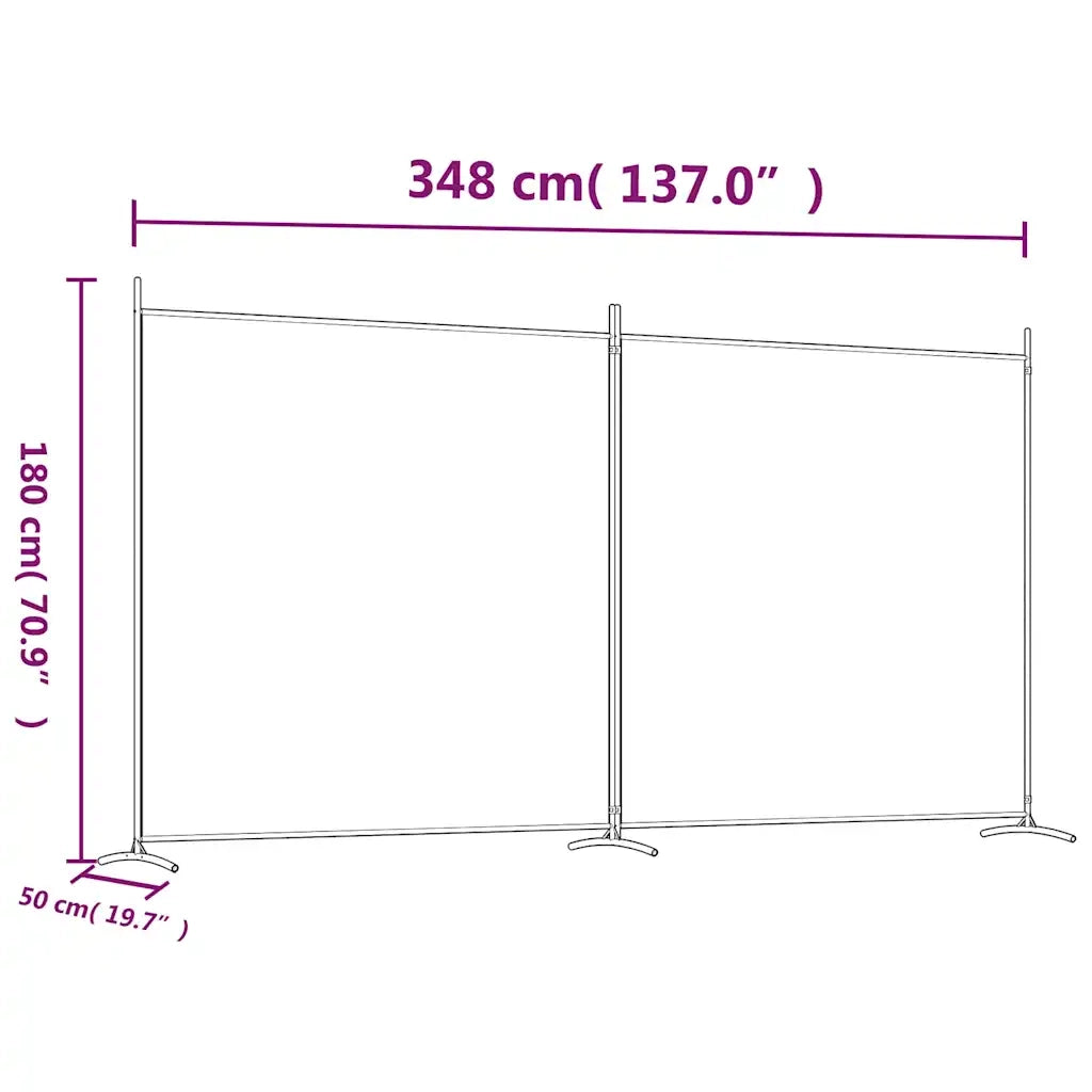 Divisorio Ambienti | Divider per stanze | Paravento a 2 Pannelli Bianco 348x180 cm Tessuto